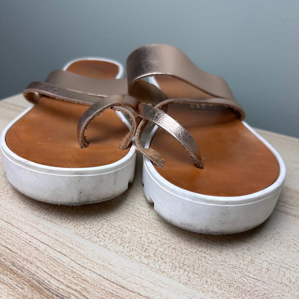 Santorini Handmade Leather Sandals Greek Rose Gold size 40 US 9 Platform Shoes - Picture 5 of 10